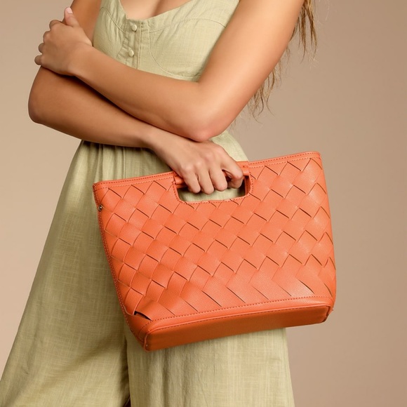 Lulus Handbags - Dream Weaver Orange Woven Handbag